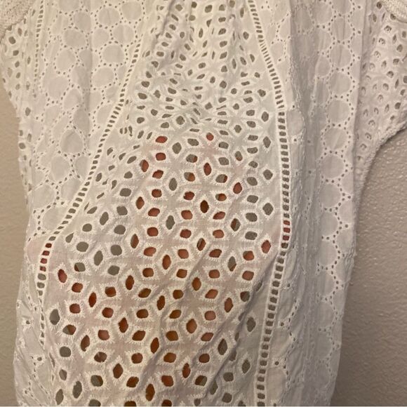 Lucky Brand boho white top blouse Crochet Eyelet embroidered open knit lace S - Picture 9 of 9